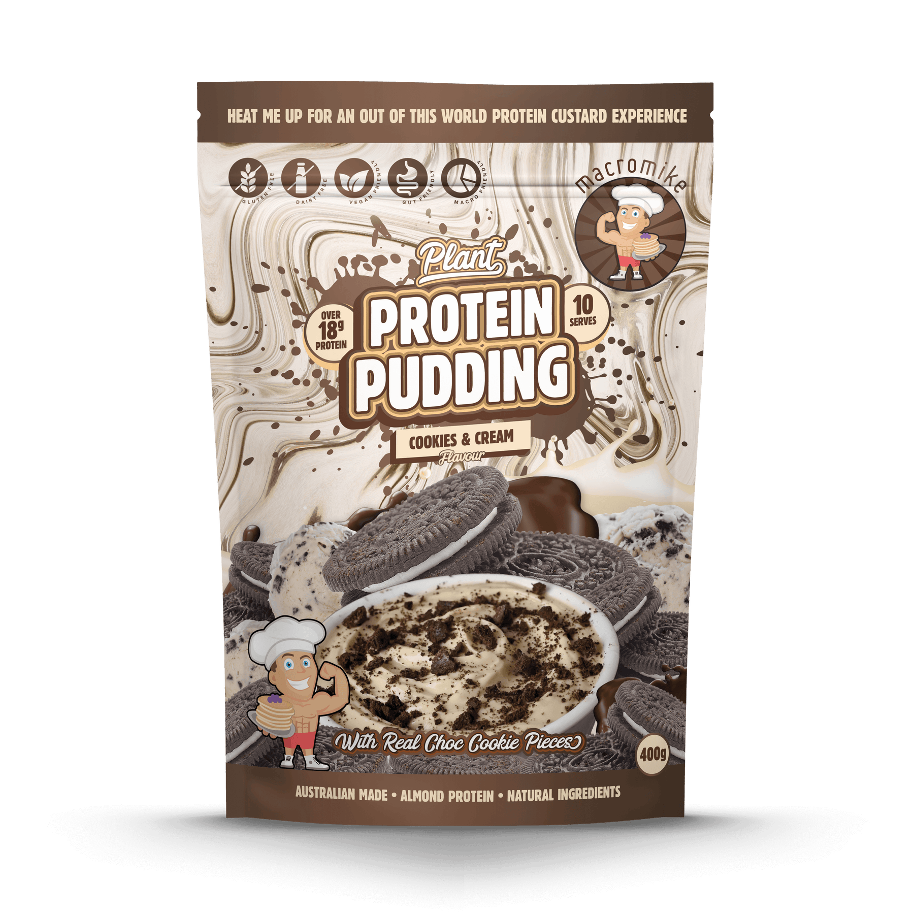Macro Mike Protein Powder Macro Mike Plant Protein Pudding Cookies & Cream 400g
