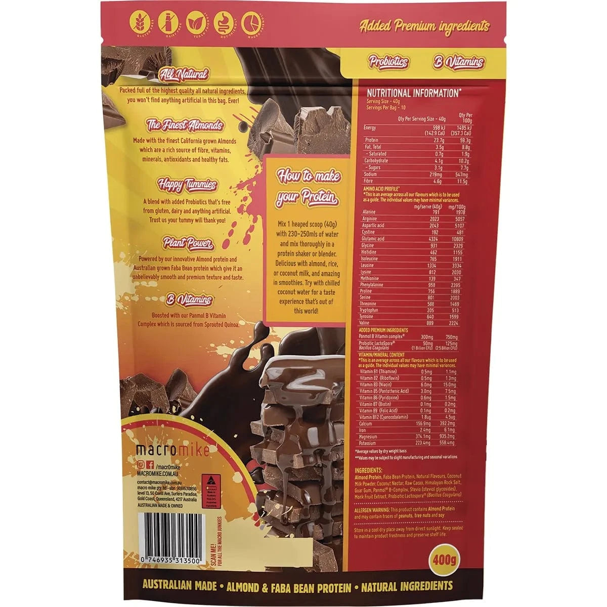 Macro Mike Protein Powder Macro Mike Premium Almond Protein Deluxe Chocolate