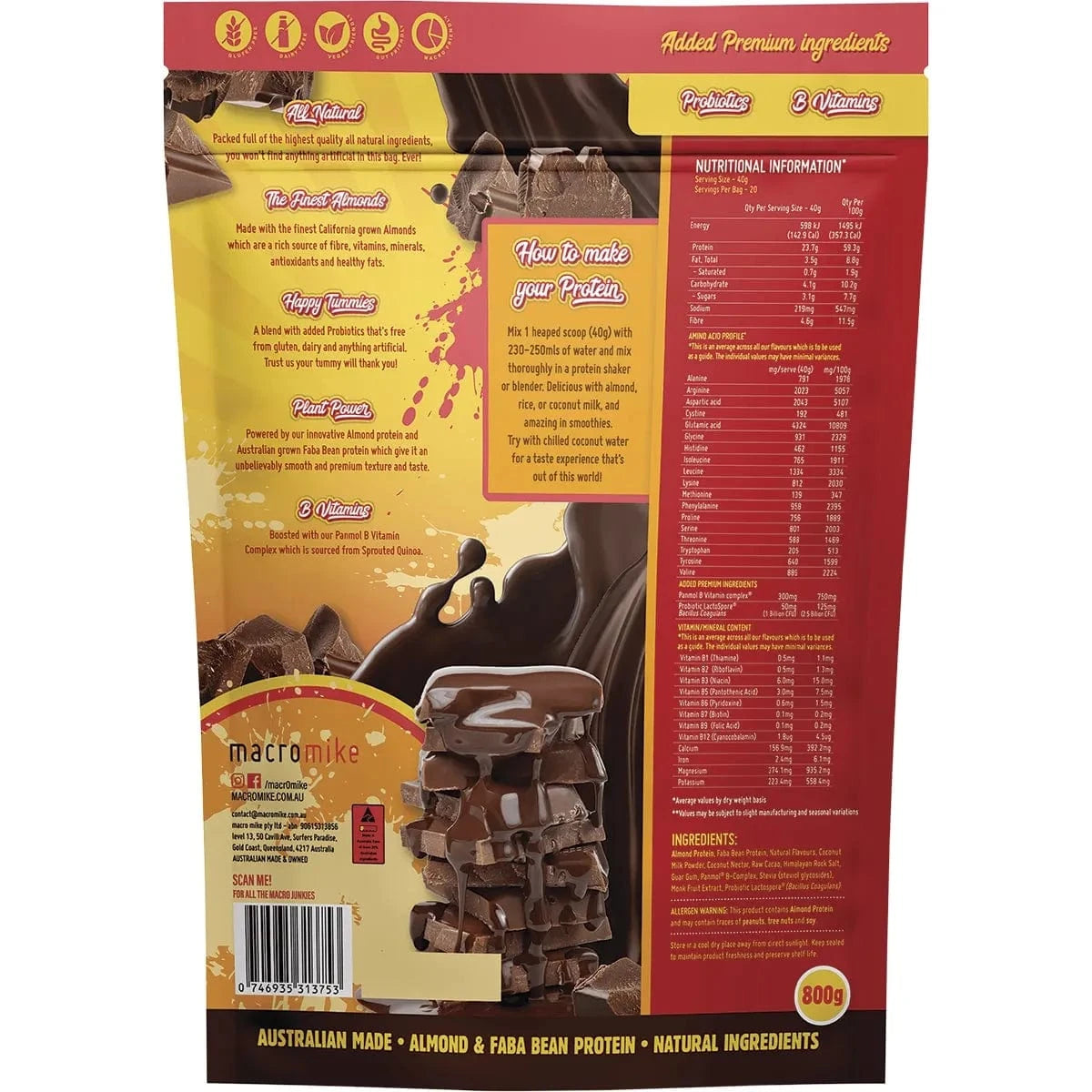 Macro Mike Protein Powder Macro Mike Premium Almond Protein Deluxe Chocolate