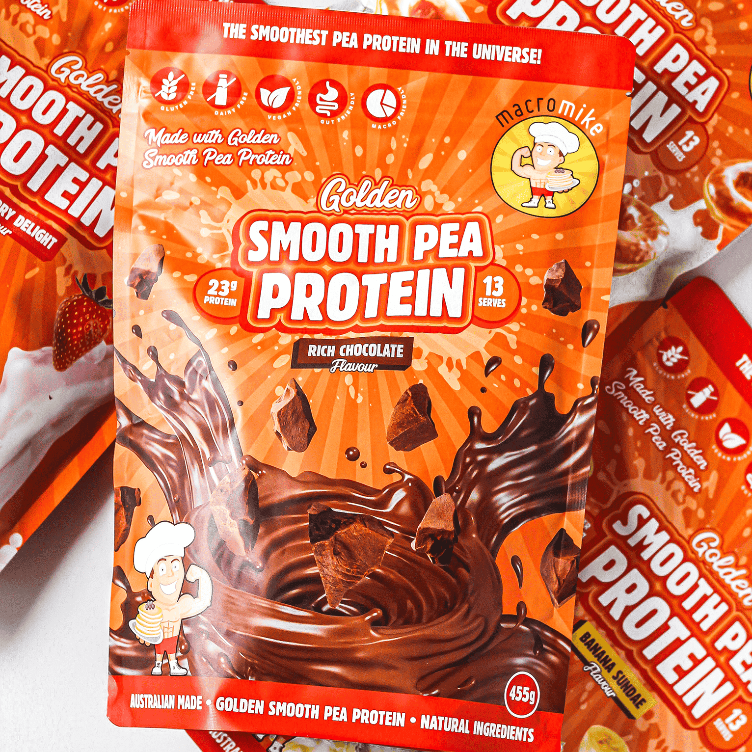 Macro Mike Golden Smooth Pea Protein Rich Chocolate 455g
