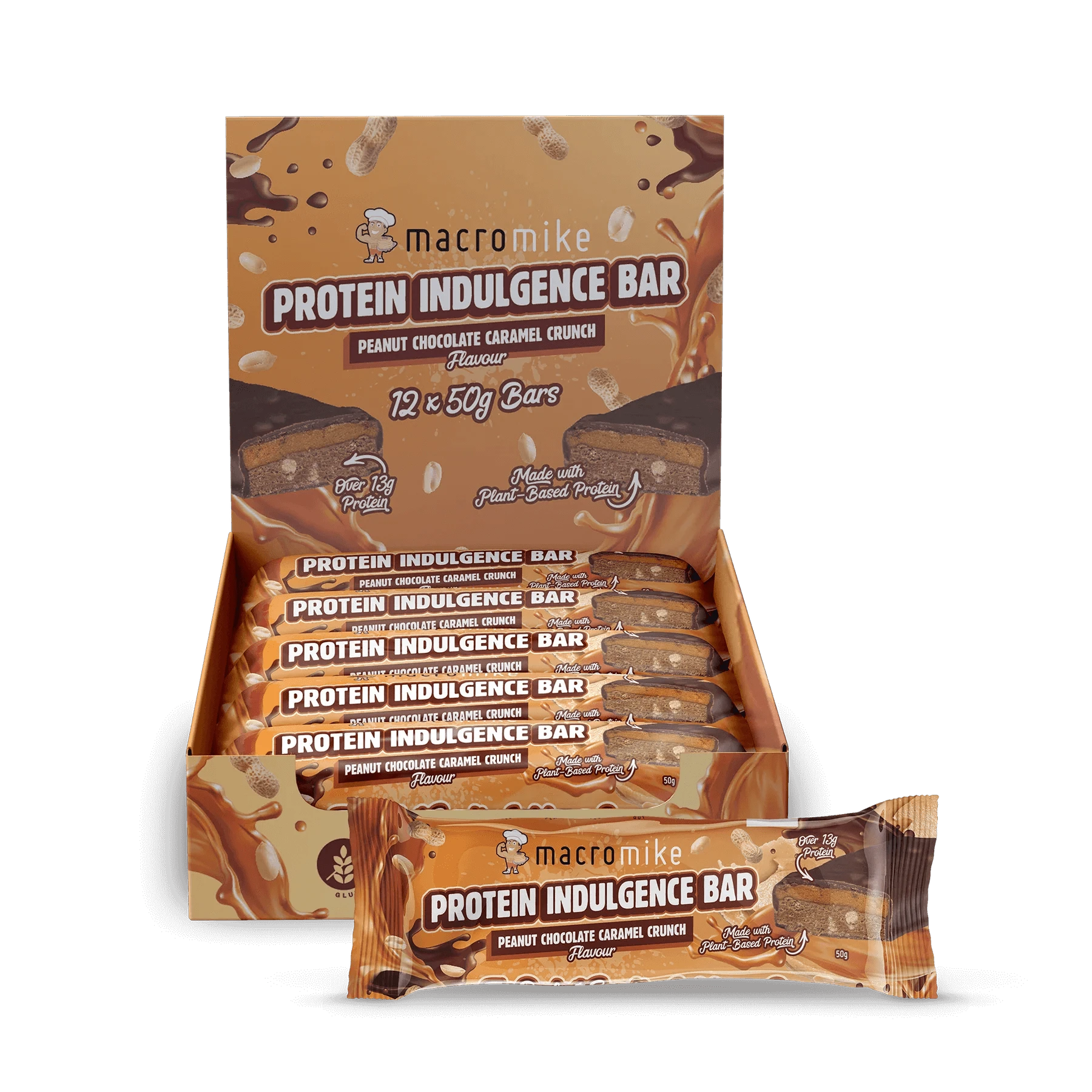 Macro Mike Snack Foods Macro Mike Protein Indulgence Bar Peanut Choc Caramel Crunch 12x50g