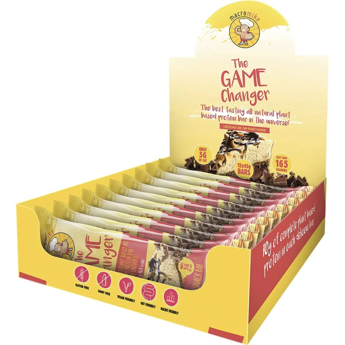 Macro Mike Snack Foods Macro Mike The Game Changer Protein Bar Cheezecake Choc Peanut 12x45g