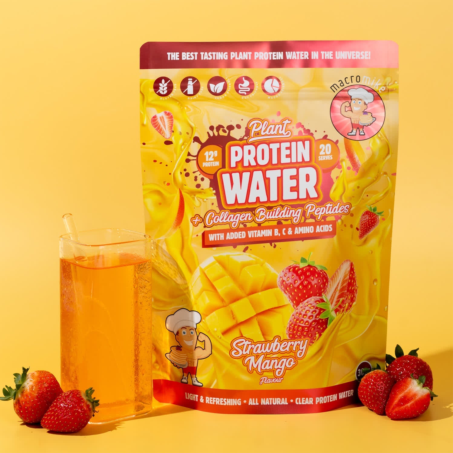 Macro Mike Plant Protein Water Strawberry Mango 300g
