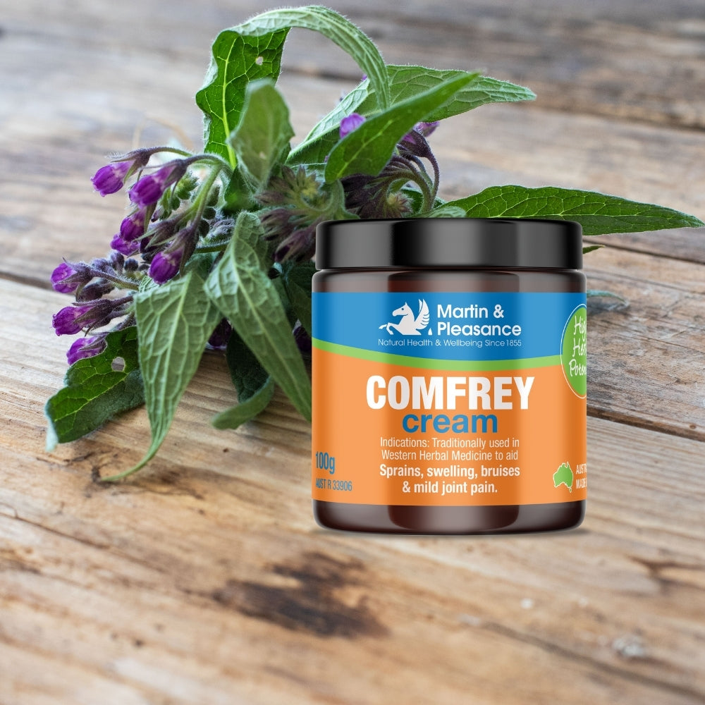 Martin & Pleasance Comfrey Cream 100g with comfrey plant