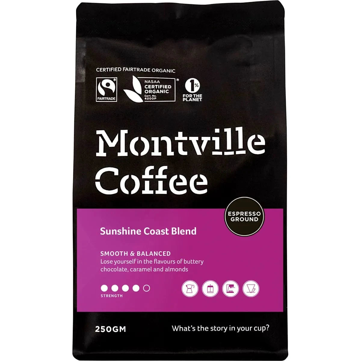 Montville Coffee Coffee Ground Coffee (Espresso) 250G Montville Coffee Sunshine Coast Blend