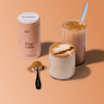 Morning Made Original Chai Latte 300g official lifestyle image with prepared chai