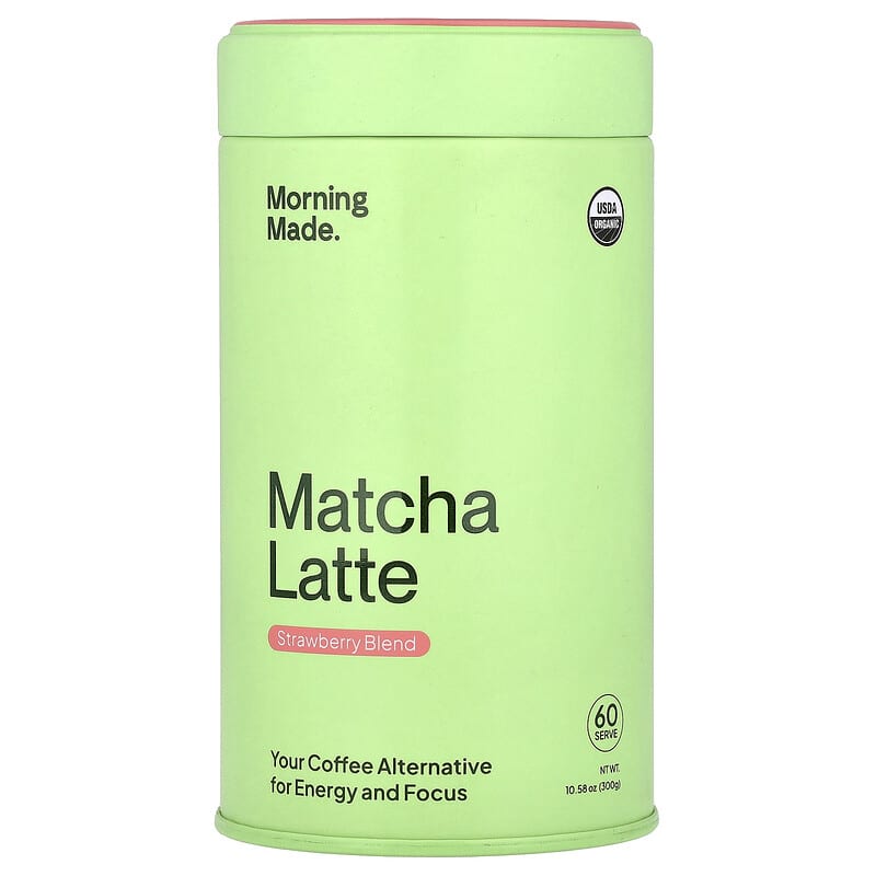 Morning Made Strawberry Matcha Latte 300g — exact front canister image