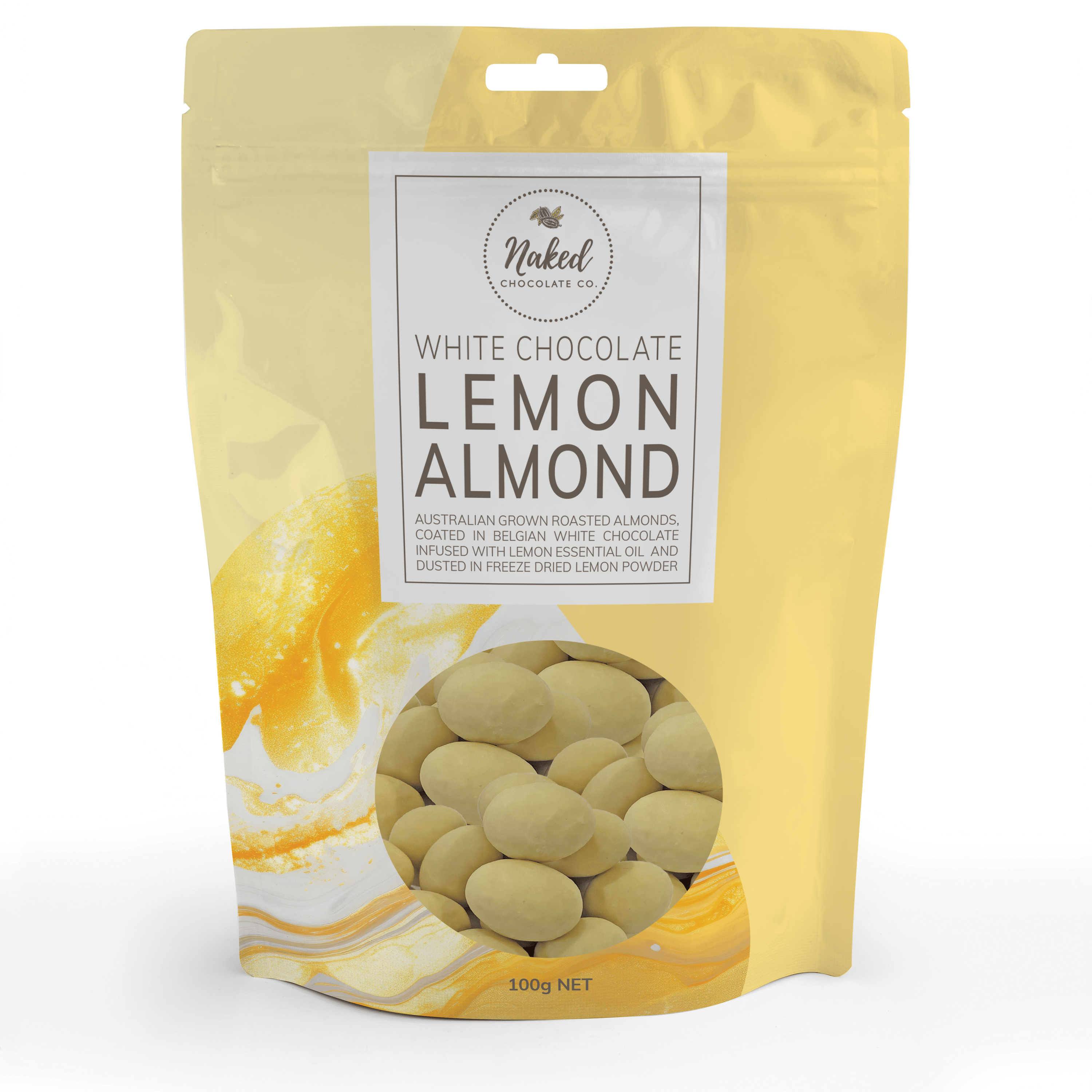 Naked Chocolate Co Snack Foods Naked Chocolate Co Lemon Almond White Chocolate 100g