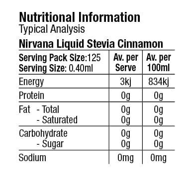 Nirvana Monk Fruit Sweetener Nirvana Liquid Stevia Cinnamon 50ml
