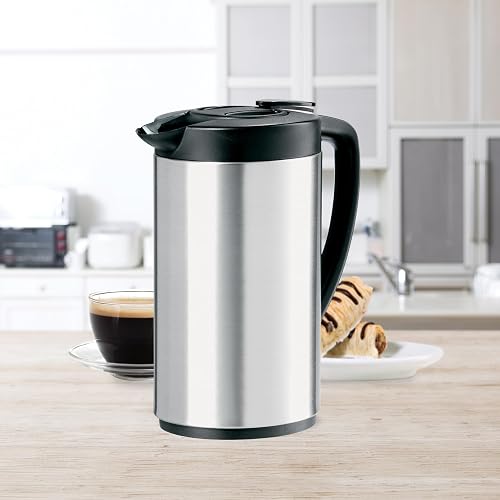 Oggi Oval Stainless Steel Carafe 1L with coffee lifestyle image