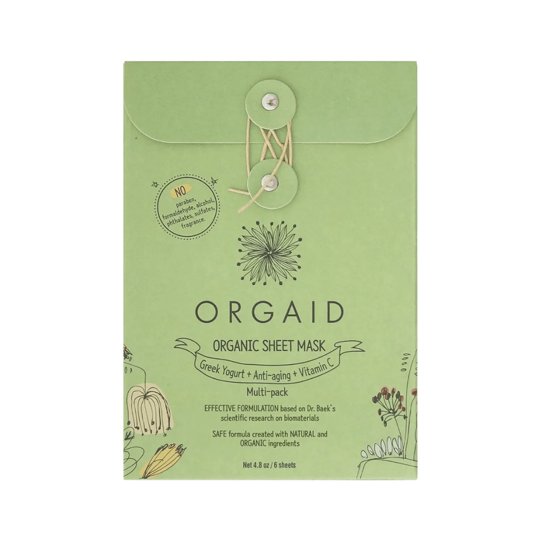 Orgaid Face Mask Orgaid Organic Sheet Mask Greek Yogurt, Anti-Aging + Vitamin C 6 x 24ml
