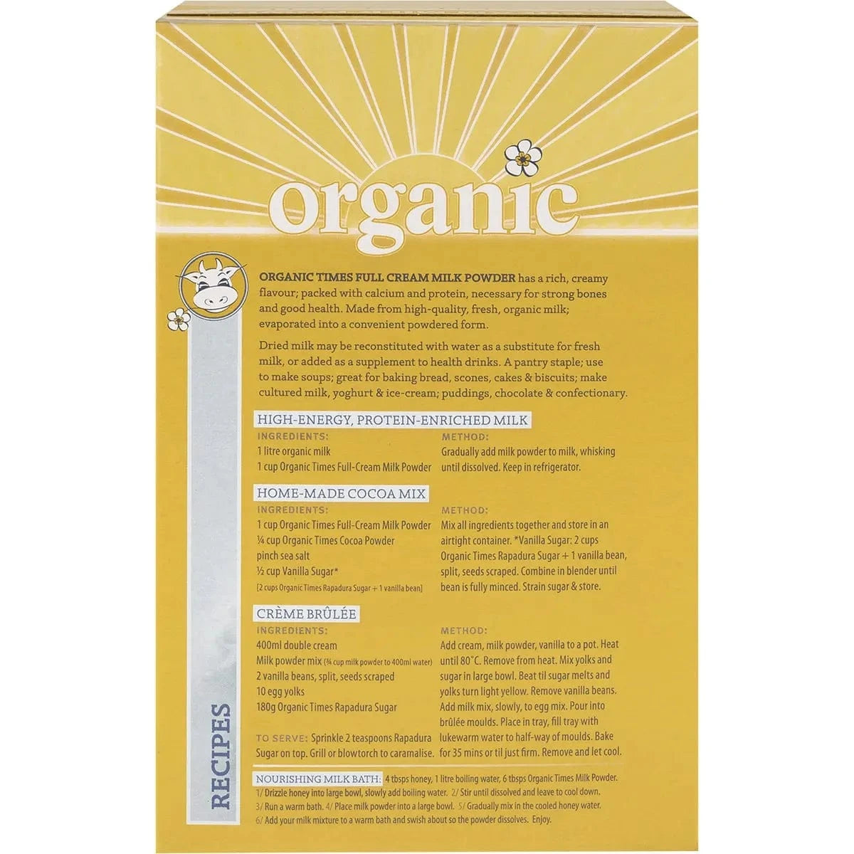 Organic Times Baking Mixes Organic Times Milk Powder Full Cream 300g