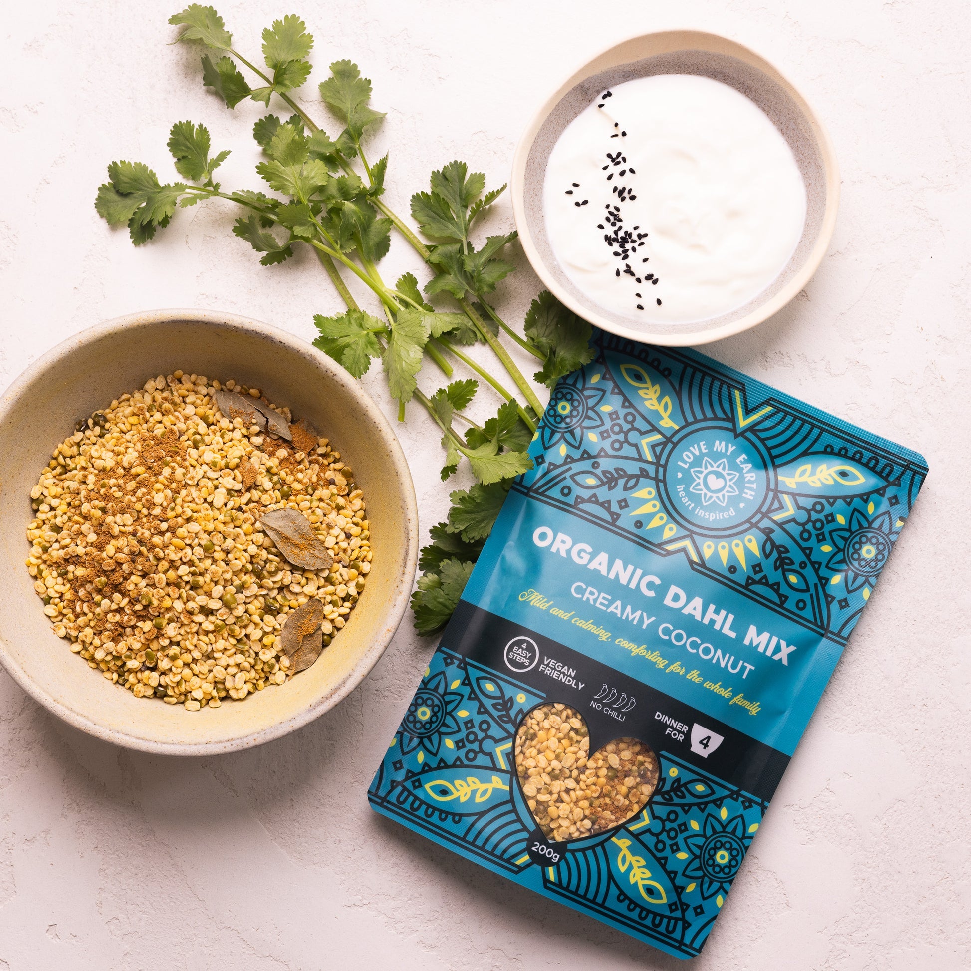 Love My Earth Organic Dahl Creamy Coconut 200g — official product-visible lifestyle image