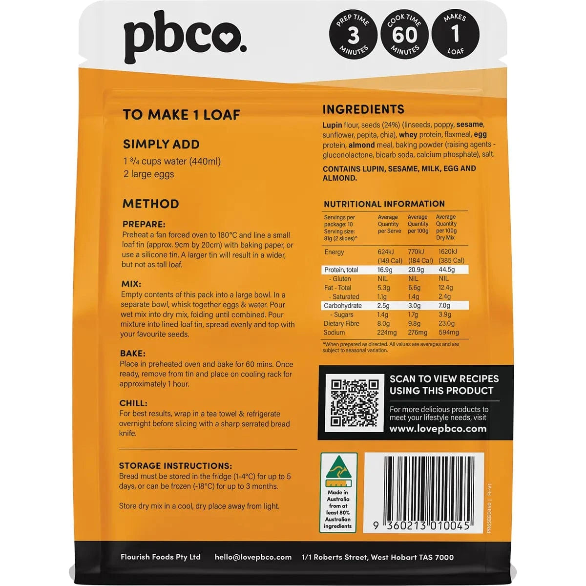 PBCO Baking Mixes PBCO Protein 6 Seeds Bread Mix 350g