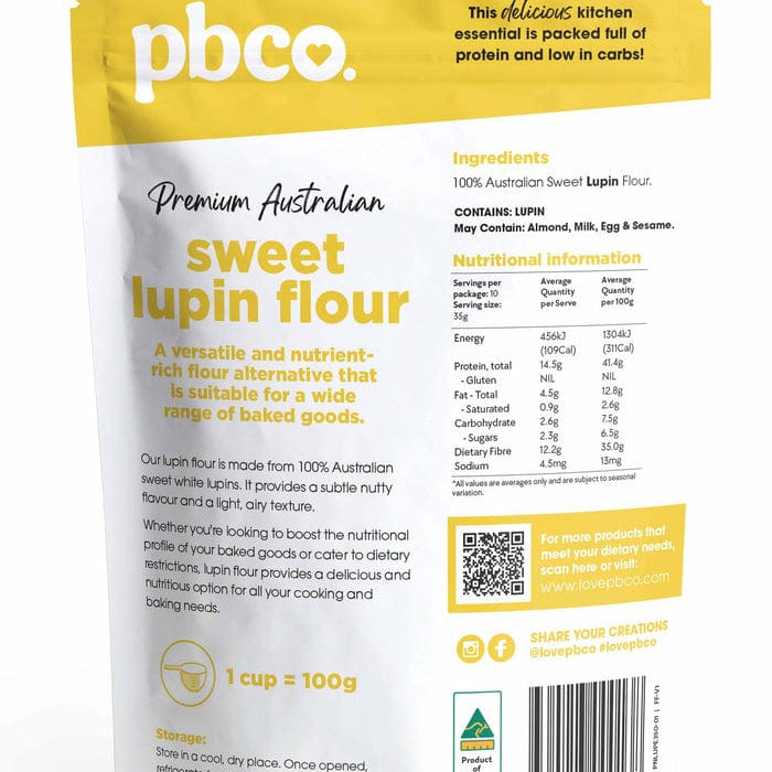 PBCO Baking Mixes PBCo Sweet Lupin Flour Premium Australian 350g