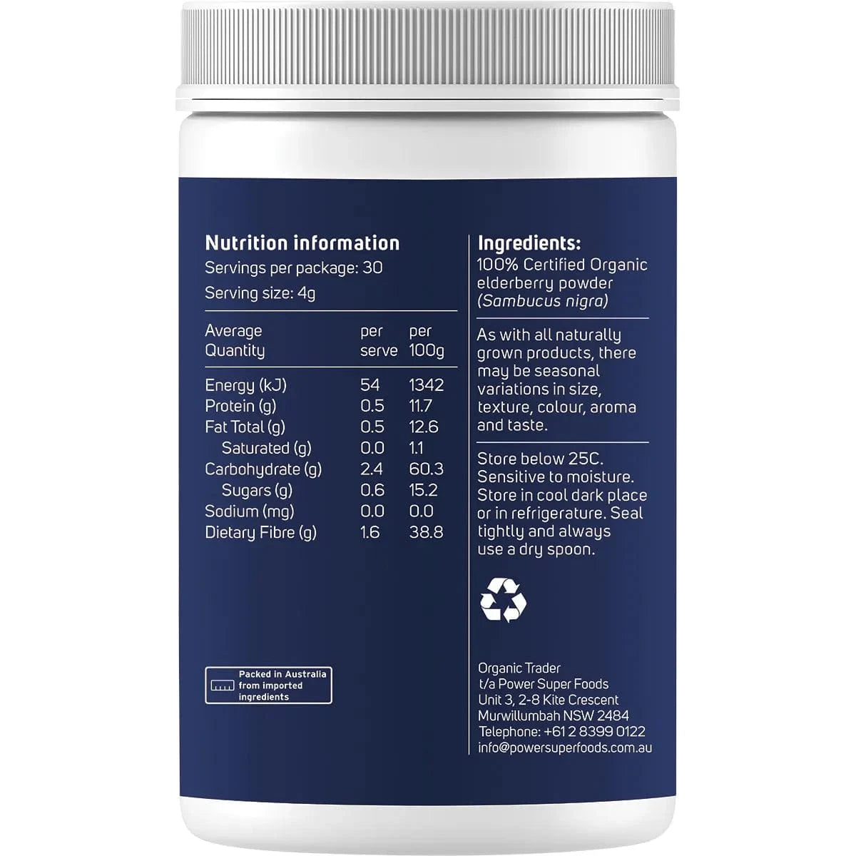 Power Super Foods Cooking & Baking Ingredients Power Super Foods Elderberry Powder Certified Organic