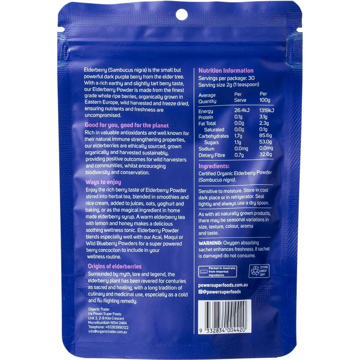 Power Super Foods Cooking & Baking Ingredients Power Super Foods Elderberry Powder Certified Organic