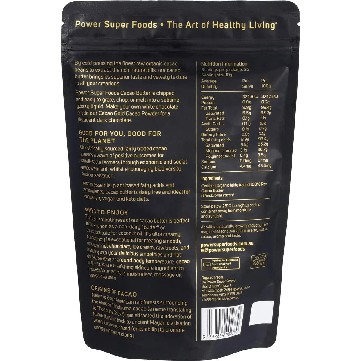 Power Super Foods Cooking & Baking Ingredients Power Super Foods Raw Organic Cacao Butter Chunks