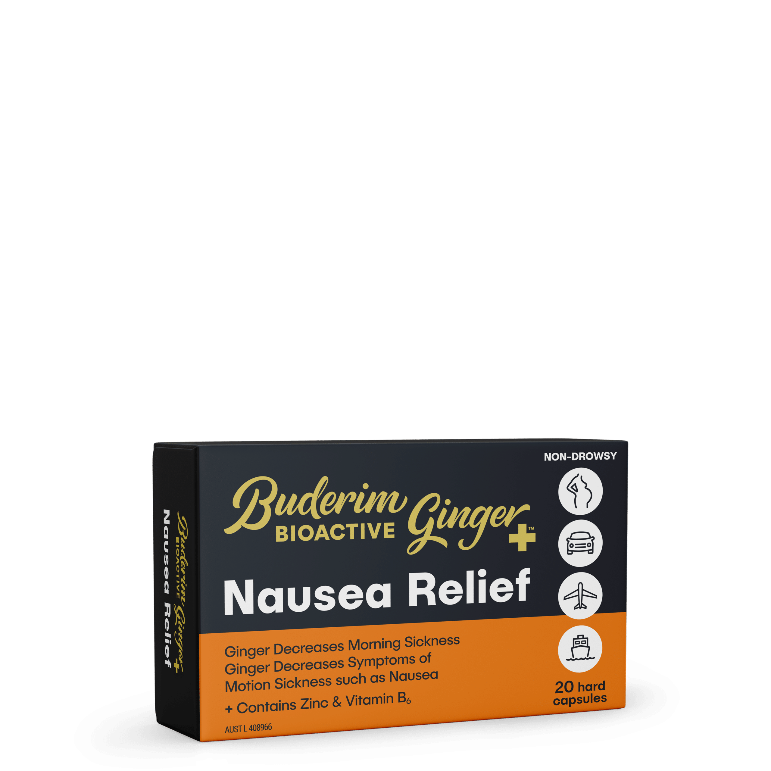 Buderim Ginger Bioactive + Nausea Relief Capsules 20 Caps