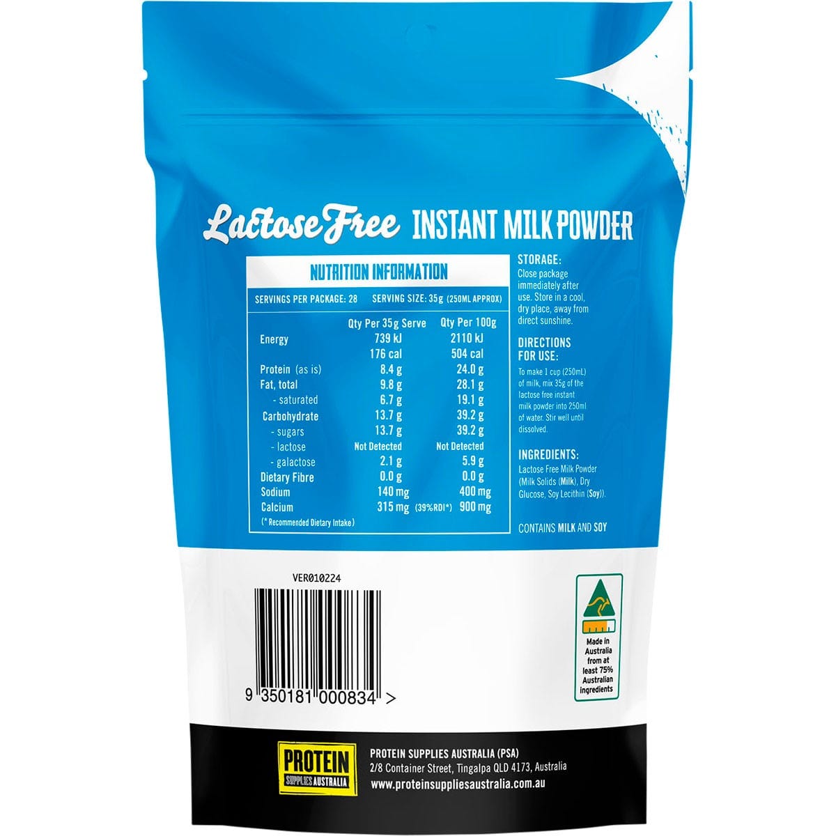 Protein Supplies Aust. Cooking & Baking Ingredients Protein Supplies Aust. Whole Milk Powder Lactose Free 1Kg
