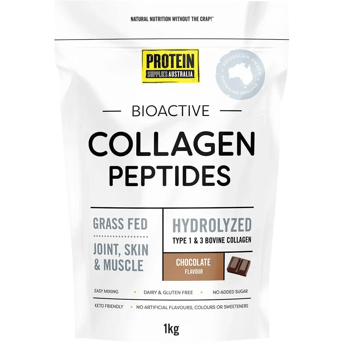 Protein Supplies Aust. Vitamins & Supplements 1Kg Protein Supplies Australia Collagen Chocolate