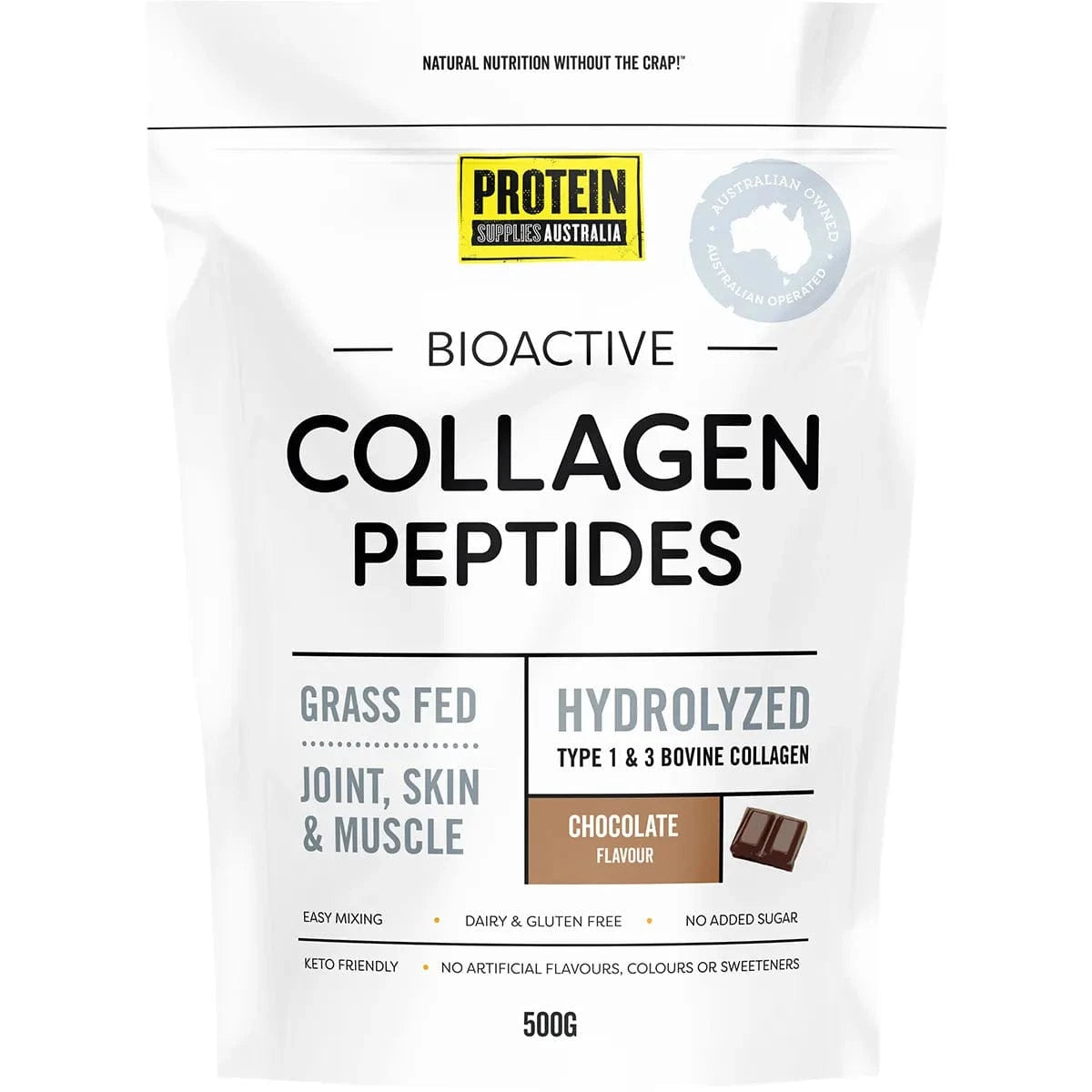 Protein Supplies Aust. Vitamins & Supplements 500g Protein Supplies Australia Collagen Chocolate