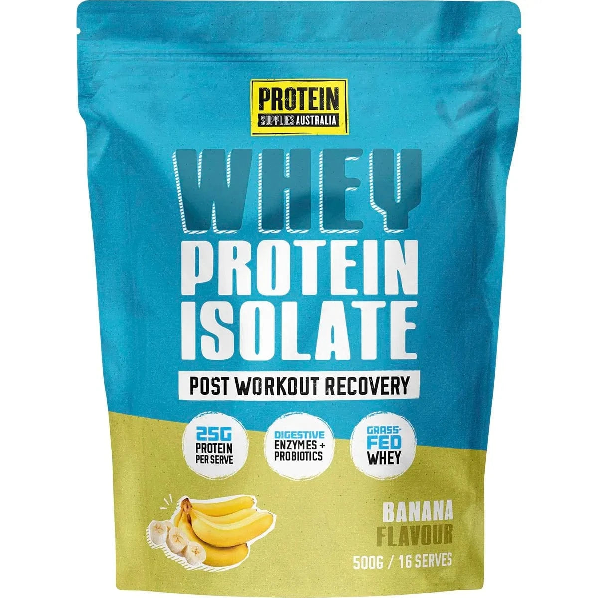 Protein Supplies Aust. Vitamins & Supplements 500g Protein Supplies Australia WPI Whey Protein Isolate Banana