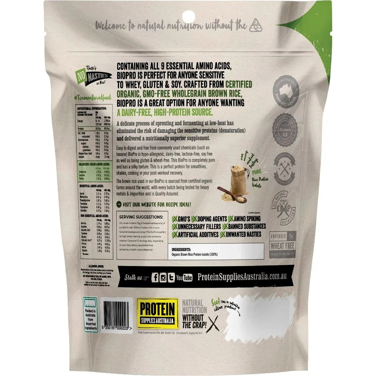 Protein Supplies Aust. Vitamins & Supplements Protein Supplies Aust. Biopro (Sprouted Brown Rice) Pure