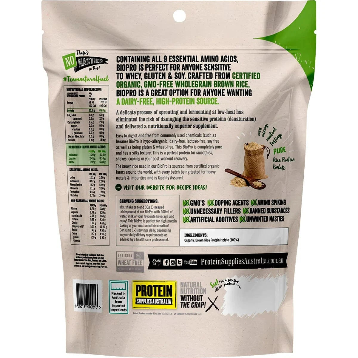 Protein Supplies Aust. Vitamins & Supplements Protein Supplies Aust. Biopro (Sprouted Brown Rice) Pure