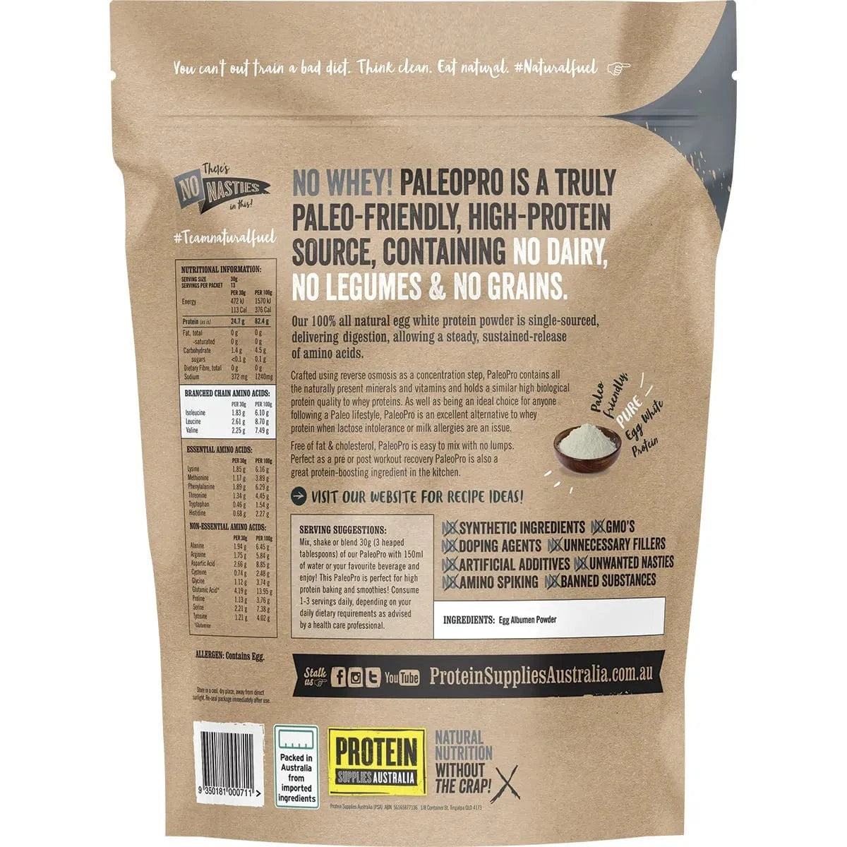 Protein Supplies Aust. Vitamins & Supplements Protein Supplies Aust. Paleopro (Egg White Protein) Pure