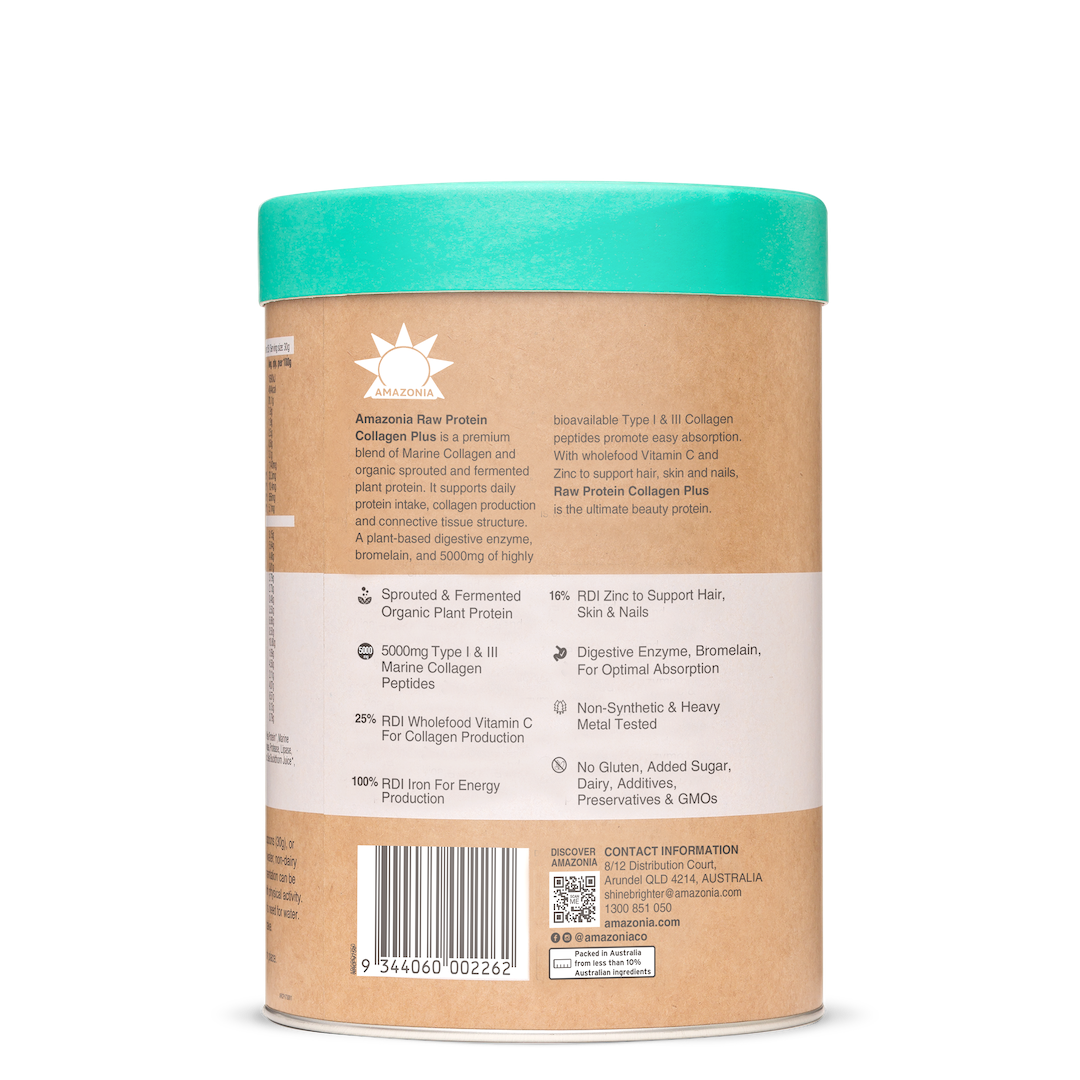 PRICE DROPPED   Amazonia Raw Protein Collagen Plus Choc Hazelnut