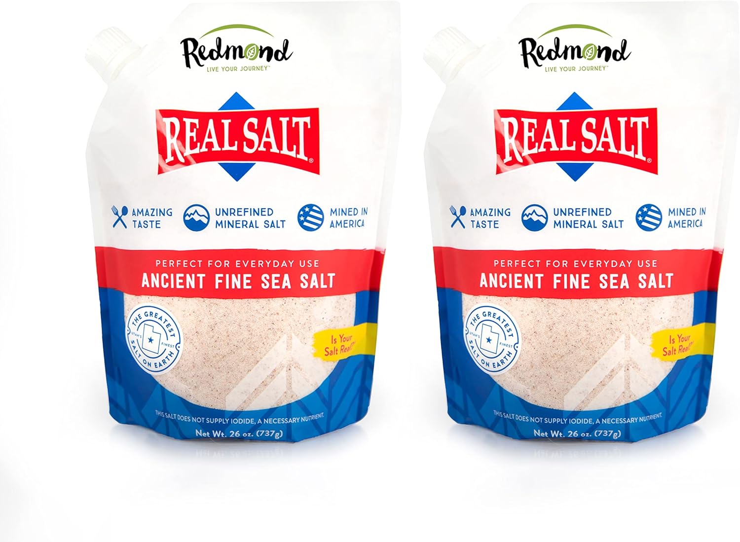 Redmond Salt 2 x 737g Pouch Value Pack Redmond Real Salt - Ancient Sea Salt Fine