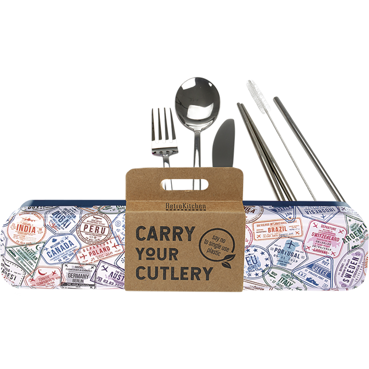 RetroKitchen Carry Your Cutlery Passport Stamps combo image