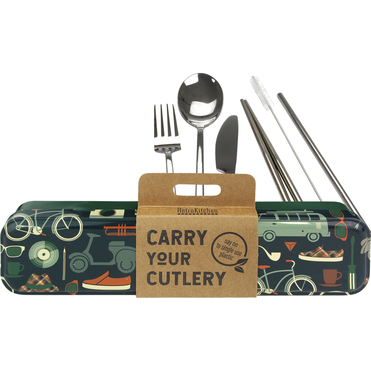 RetroKitchen Carry Your Cutlery Retro Man combo image