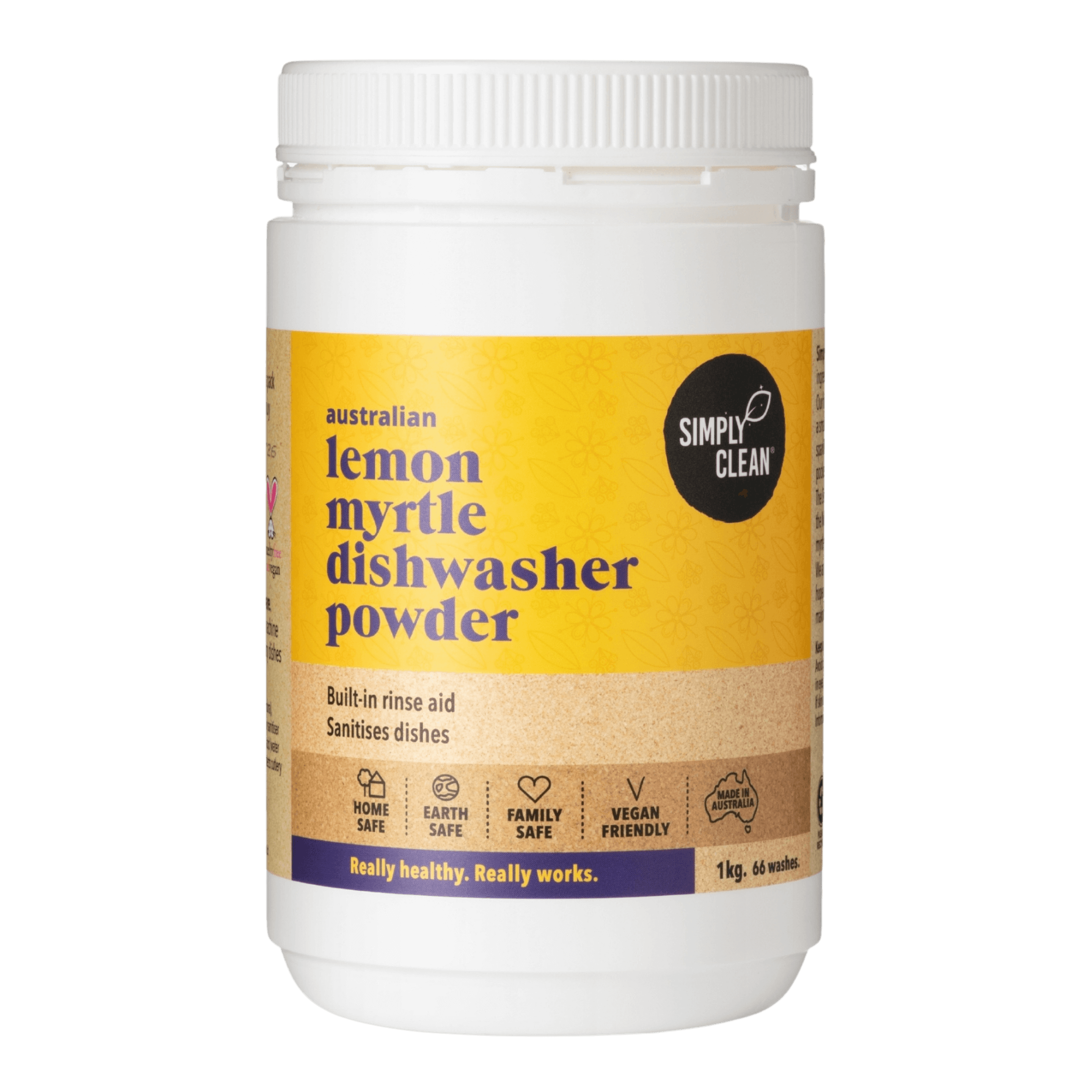 Simply Clean Dishwasher Powder Lemon Myrtle 1kg — official front product image