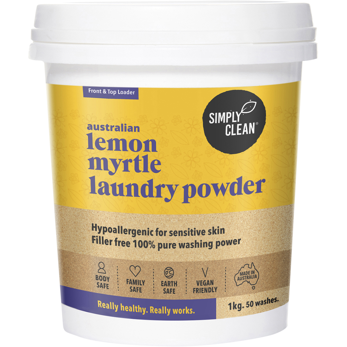 Simply Clean Laundry Powder Lemon Myrtle 1kg — exact front product image