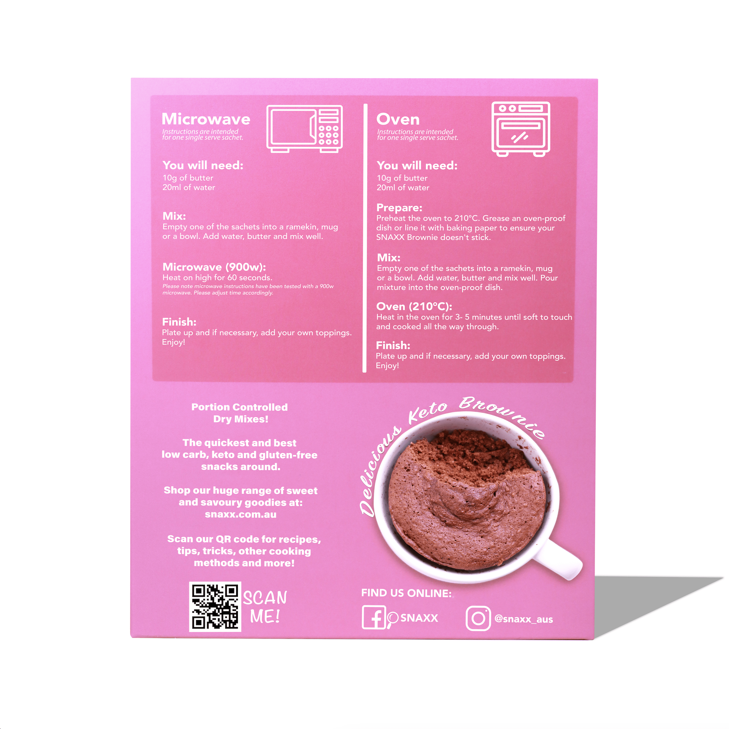 SNAXX Baking Mixes SNAXX  One Minute KETO Brownie 4x40