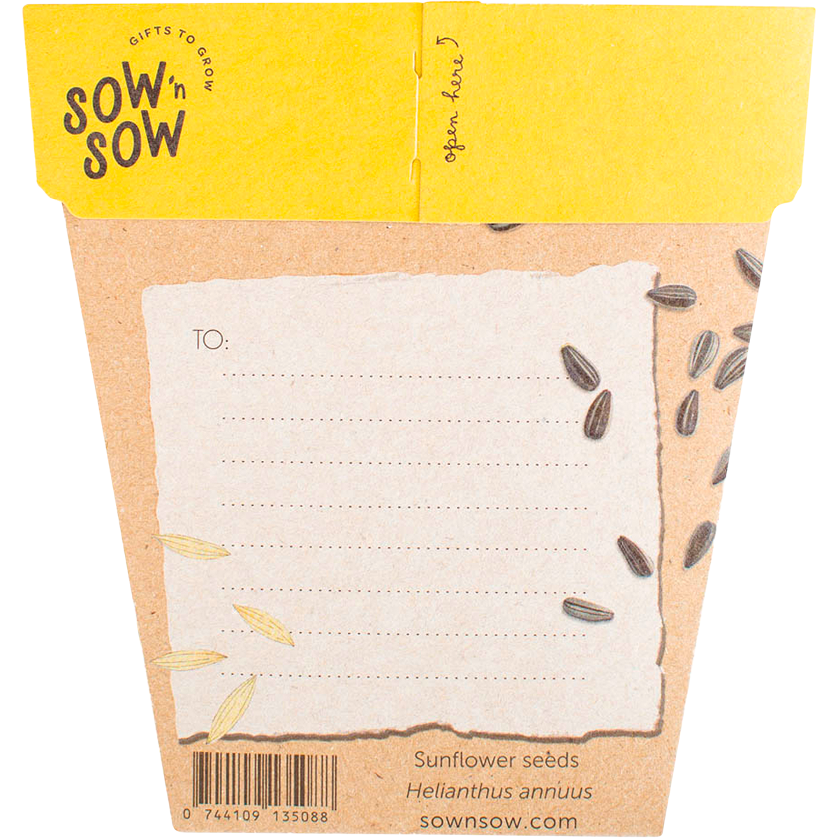Sow 'n Sow Gift Of Seeds Sunflower back image