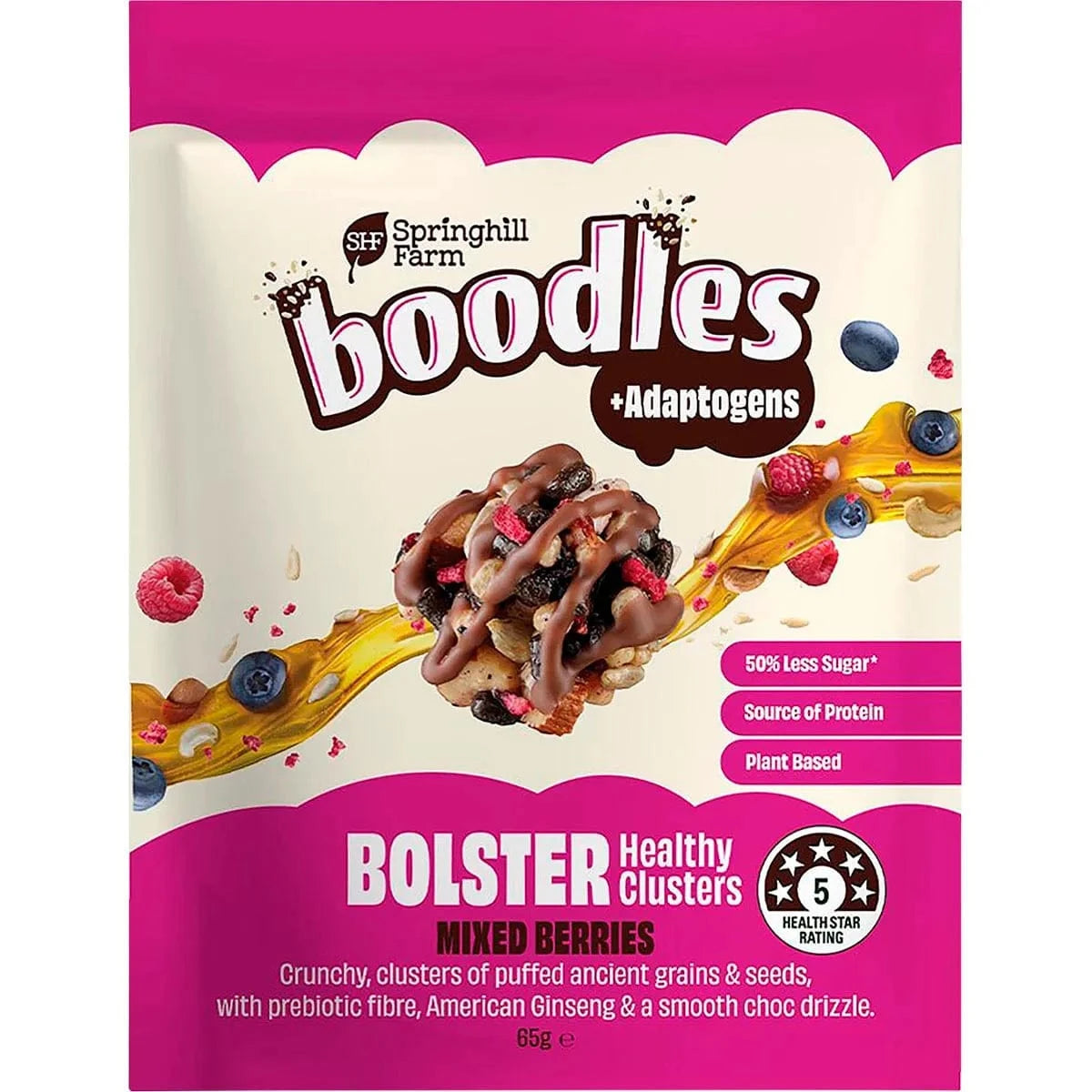 Springhill Farm Snack Foods Springhill Farm Boodles Healthy Clusters BOLSTER Mixed Berries 65g