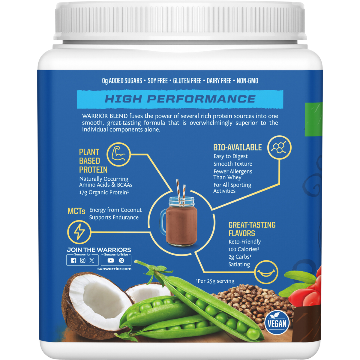 Sunwarrior Warrior Blend Chocolate 375g left-side image