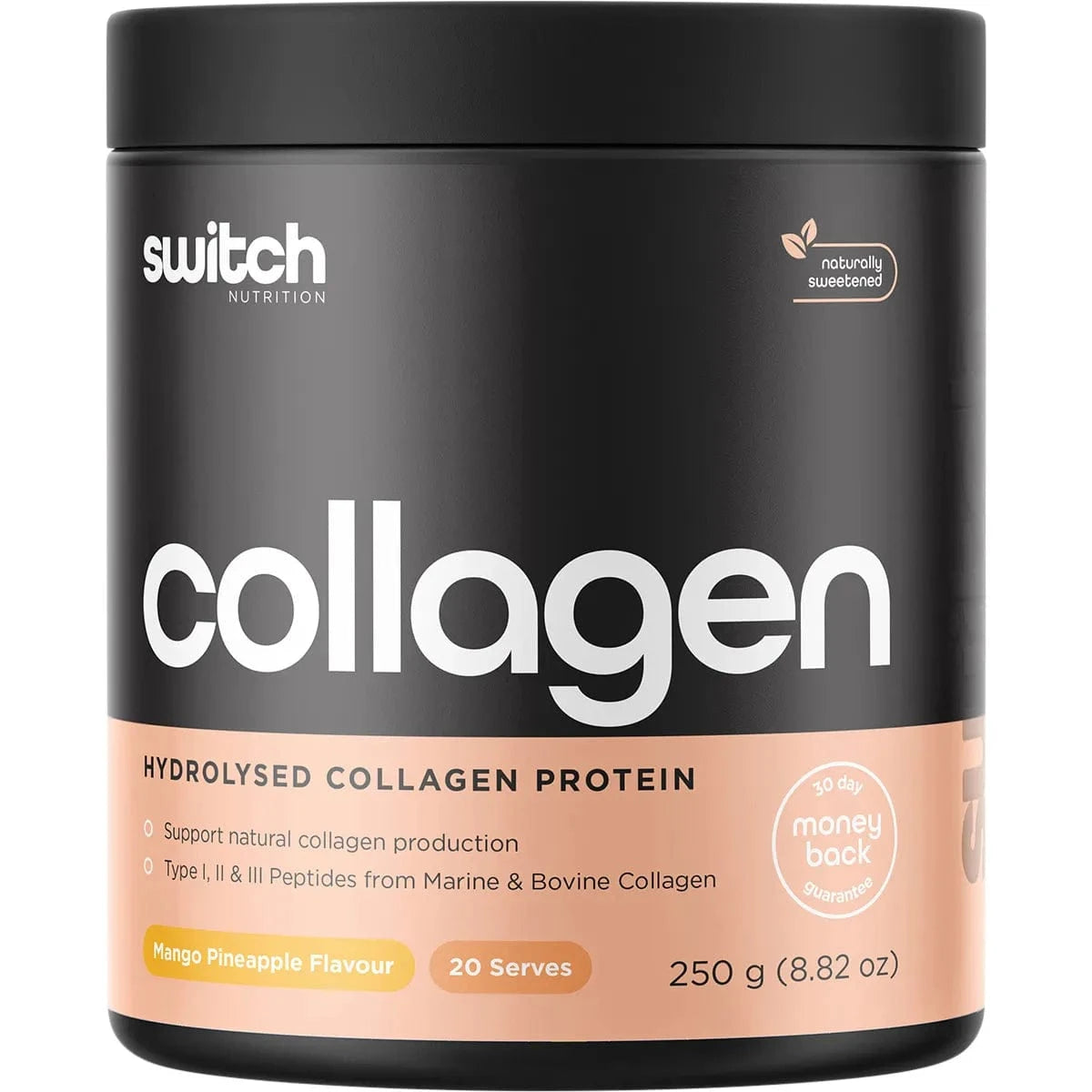 Switch Nutrition Vitamins & Supplements 250g Switch Nutrition Hydrolysed Collagen Protein Mango Pineapple