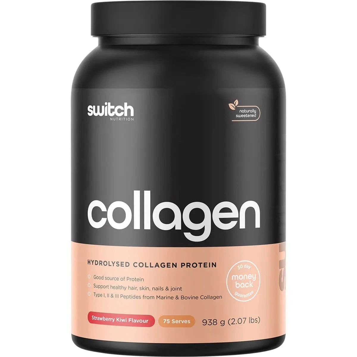 Switch Nutrition Vitamins & Supplements 938g Switch Nutrition Hydrolysed Collagen Protein Strawberry Kiwi