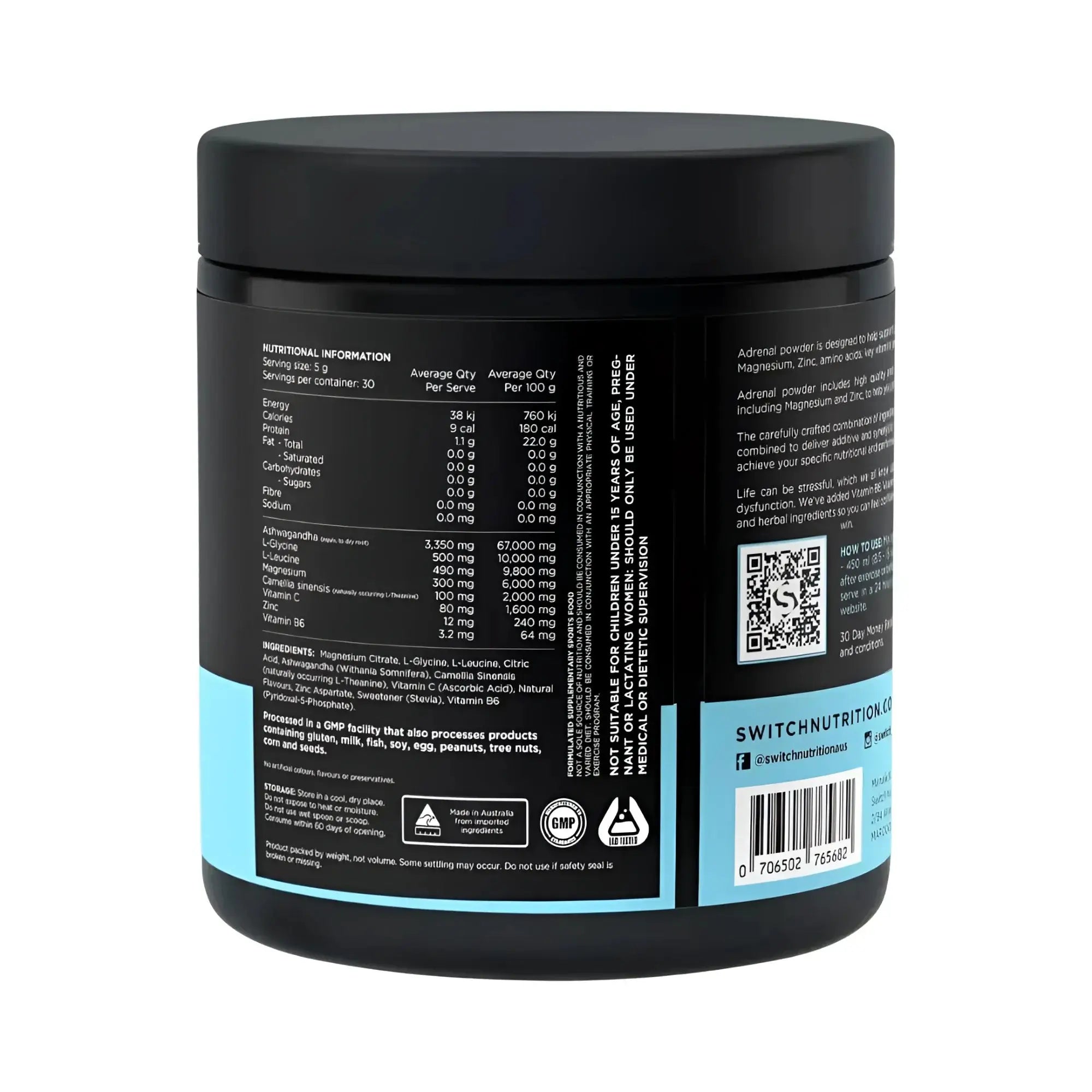 Switch Nutrition Vitamins & Supplements Switch Nutrition Adrenal Magnesium Support Formula Strawberry Pineapple 150g