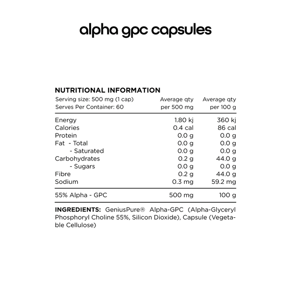 Switch Nutrition Vitamins & Supplements Switch Nutrition Alpha GPC L-Alpha Glycerylphosphorylcholine 60 Caps