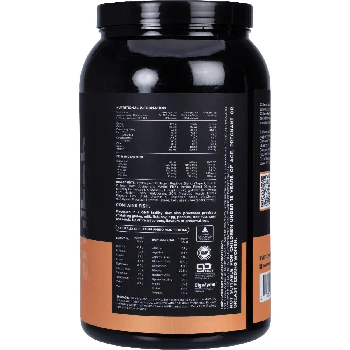 Switch Nutrition Vitamins & Supplements Switch Nutrition Hydrolysed Collagen Protein Strawberry Kiwi