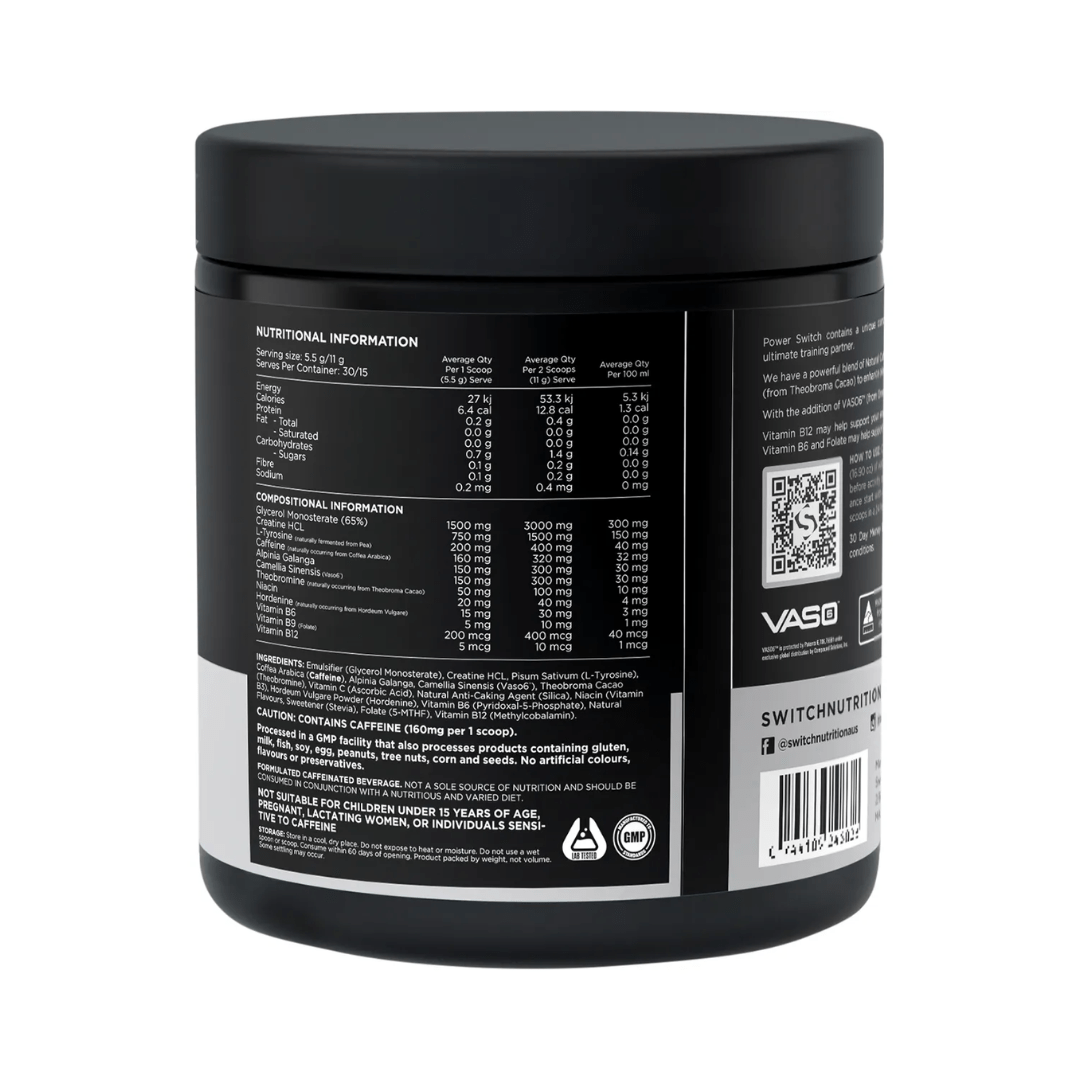 Switch Nutrition Vitamins & Supplements Switch Nutrition Power Performance Energy Blend Red Raspberry 165g