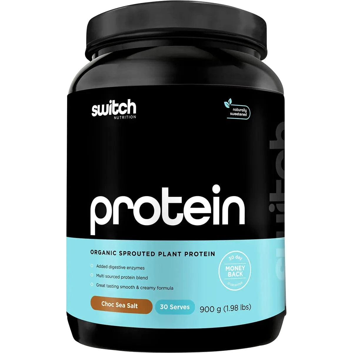 Switch Nutrition Vitamins & Supplements Switch Nutrition Protein Organic Sprouted Plant Choc Sea Salt 900g