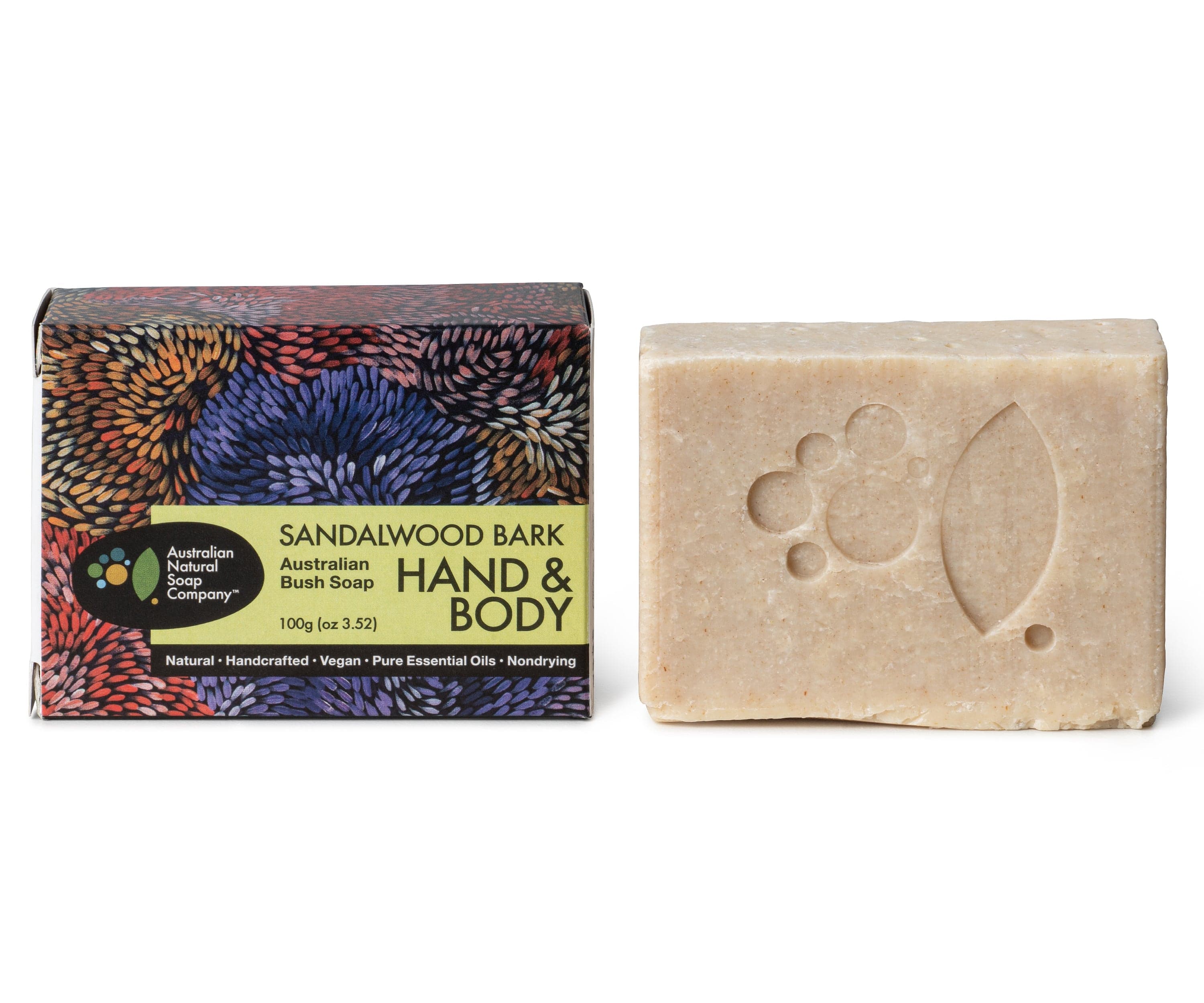 The Australian Natural Soap Company Bath & Body The Australian Natural Co Hand & Body Australian Bush Soap Sandalwood Bark 100g