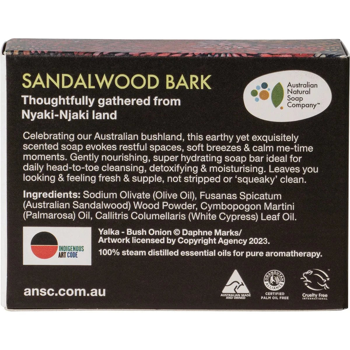 The Australian Natural Soap Company Bath & Body The Australian Natural Co Hand & Body Australian Bush Soap Sandalwood Bark 100g