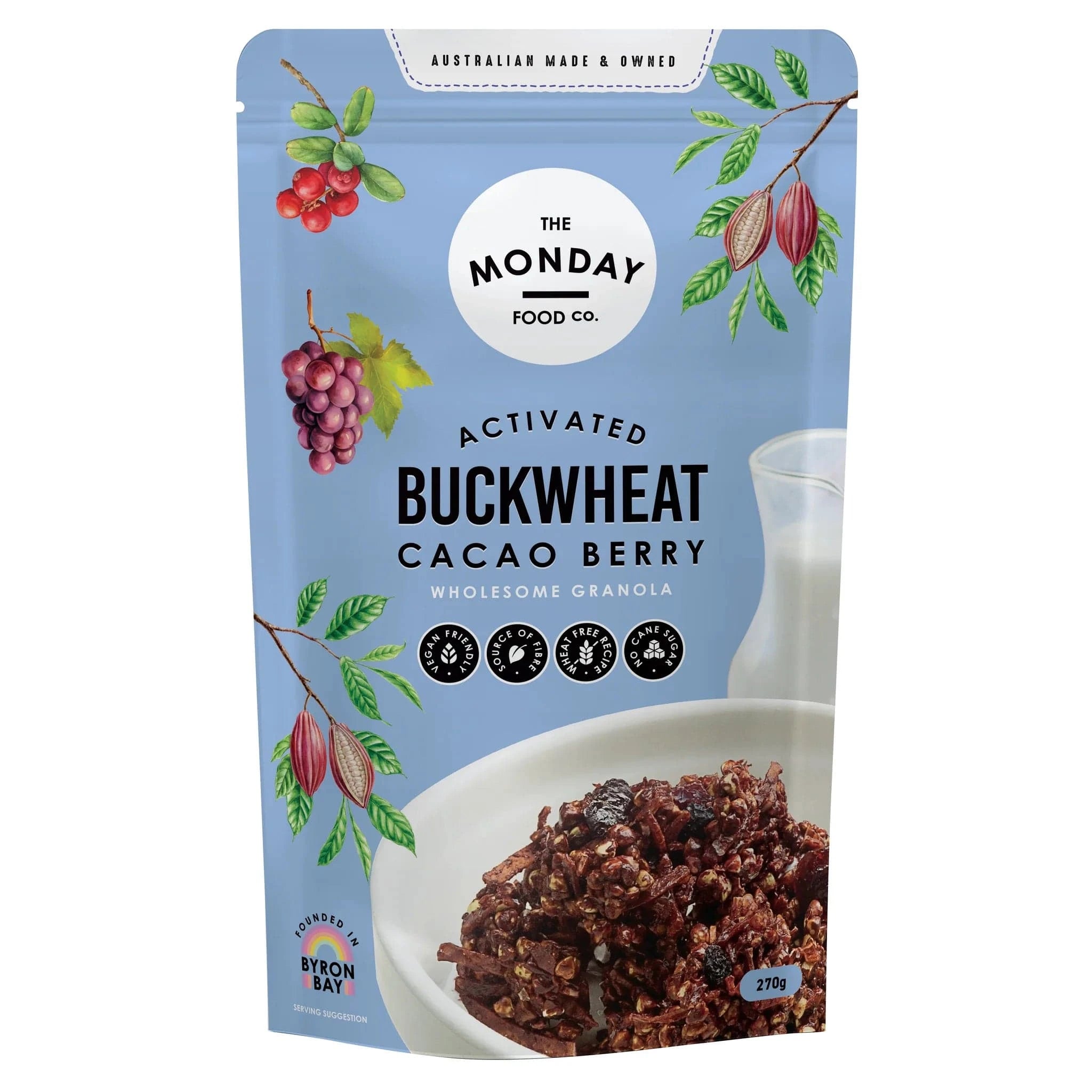 The Monday Food Co Cereal & Granola 270g The Monday Food Co Activated Buckwheat Granola Cacao Berry